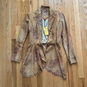 Insane Gorgeous OLD GRINGO Perforated Goat Leather Leopard Print Jacket STUNNING